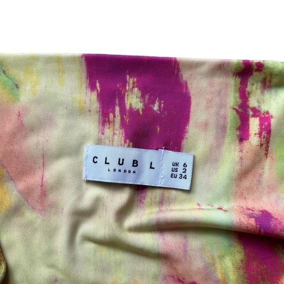 Club L PHANTASY LIME PRINT NECKLINE COWL MAXI DRESS Rainbow size 2 Sexy Disco - Picture 4 of 10